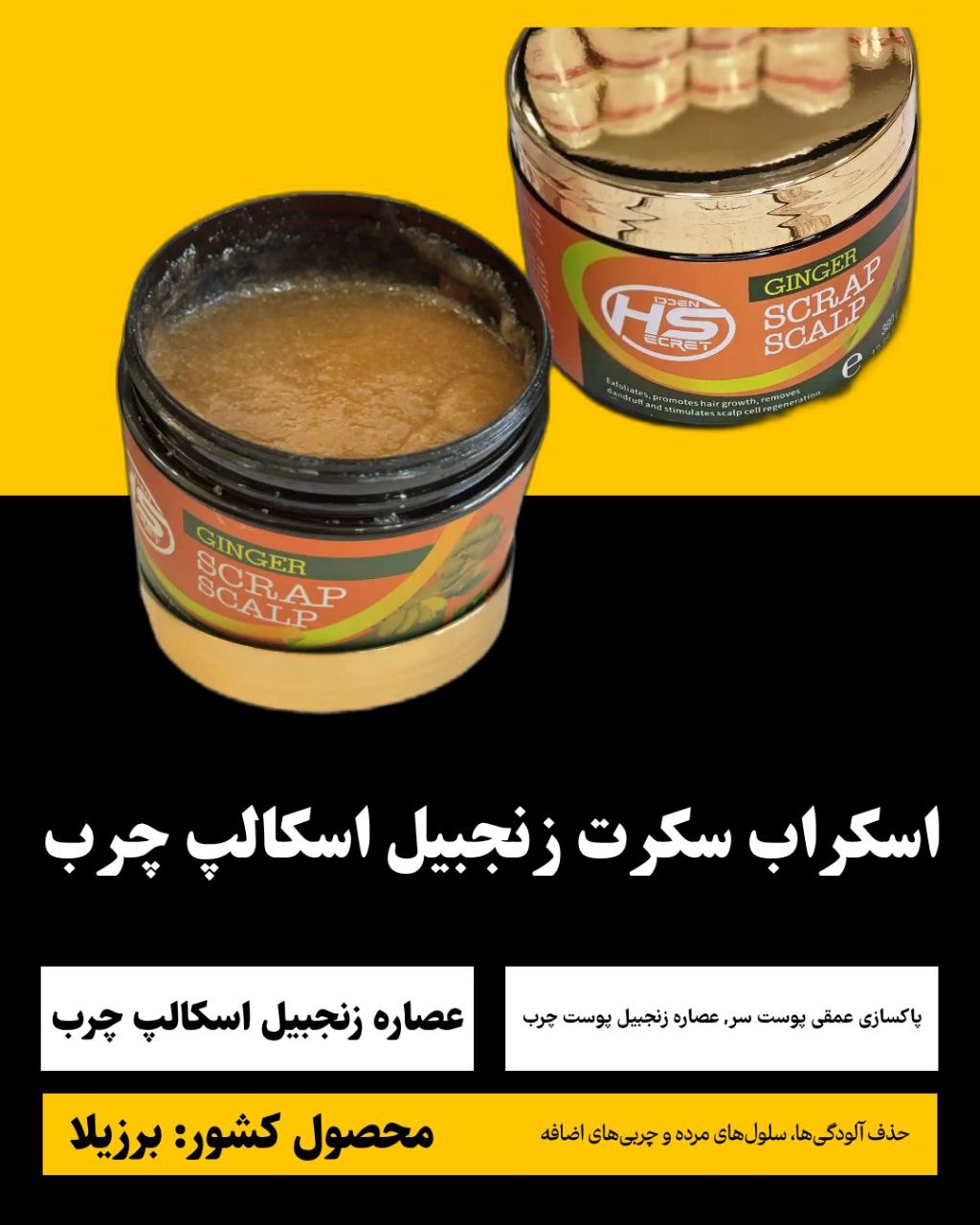 اسکراب کف سر اچ اس (هیدن سکرت) HS زنجبیل اصل 380گرم